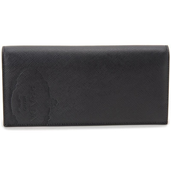 Prada Saffiano Nero Black Long Wallet Inside - Picture 1 of 5